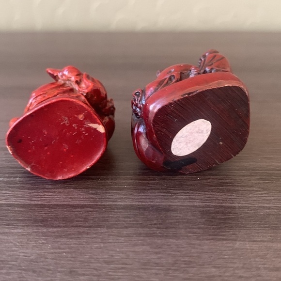 Happy‎ Fat Buddha Red Resin Statue Set (2) - Picture 5 of 6